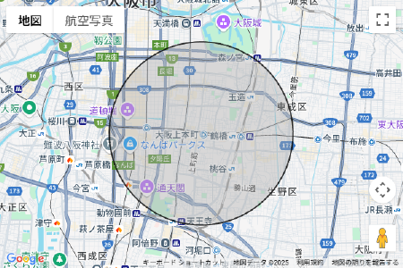 出張範囲の地図